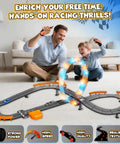 Epic Dope Slot Car Race Track Set For Kids Ages 4 5 6 7 8-12 with dad and son playing, circular overpass, dual lane track