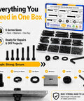 M4 Screw Kit With Hex Socket Head Bolts Nuts And Washers, 320 Pcs, 25mm-50mm, Alloy Steel, Black Oxide in box