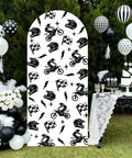 Totally Dope Motocross Arch Backdrop Cover 6ft Black White Dirt Bike Vibe Stretchy Spandex Fit For Motorcycle Weddings