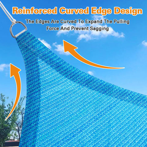 Rectangular Sun Shade Sail 4x4 Ft Heavy Duty Commercial Grade 185GSM HDPE UV Resistant Shade Cloth with curved edge design