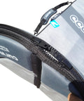 Close-up of zipper on Boosted 20mm Foam Nose And Tail Protection Foil Bag For Wing Foil And SUP Boards Travel Ready Case