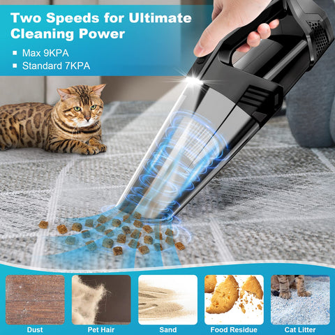 Cordless Handheld Vacuum Cleaner With LED Light 2 Suction Modes Upgraded Cyclonic Power Up To 9kPa cleaning cat litter