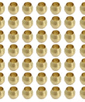 Front view of 50 brass compression sleeve ferrules, 1/8 in, for tube fittings.