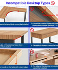 Incompatible desktop types for Sliding Under Desk Laptop Mount No Drill Setup With Slick Metal Storage Shelf.