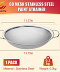 Fine Mesh Paint Strainer 60 Mesh Stainless Steel Filter For Emulsions Honey Funnel Cover Fits 5 Gallon Paint Buckets