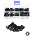 M4 Flat Head Phillips Countersunk Machine Screws And Hex Nuts Set, Black Bolts And Nuts Assortment, 220 pieces for TV stands, PC repair.