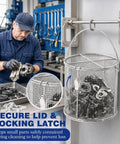 Built Tough 304 Stainless Steel Parts Washer Basket 8.5 By 9 Inch shop ready holder with secure lid and locking latch.