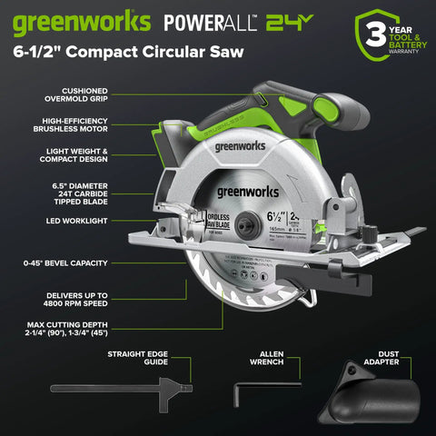 24V Brushless Cordless Drill Kit With 1/2 Inch Keyless Chuck, 400 In-Lb Torque, 6.5 Inch Circular Saw, features diagram