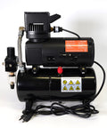 Quiet Airbrush Compressor With 3L Metal Tank, Oil Free, Pro Grade One Sixth HP 110V Motor, side view of dual cooling fans