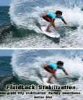 Surfer captured using Ultra Compact 4K Sports Action Camera With 140 Degree Wide Angle, showcasing FluidLock stabilization effect.