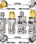 BNC to SMA Coax Adapter for Baofeng UV-5R Ham Radio, HT Antenna, and SDR Dongle, 4-piece kit with SMA/BNC connectors