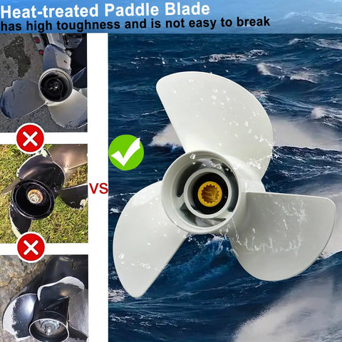 Upgrade Aluminum Outboard Propeller 13 1-4 x 17-K 3-Blade RH 15 Spline For Yamaha Engines 60HP to 130HP White Finish Durable Replacement Marine Prop Direct Fit