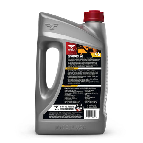 Powerflow AW 46 Multi Viscosity HLP Hydraulic Oil With 6000 Hour Extended Life And Triple Anti Wear Boost, one gallon bottle