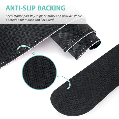 Close-up of anti-slip backing on Extended Keyboard And Mouse Pad Set With Keyboard Wrist Rest, Mouse Wrist Rest And Coaster.