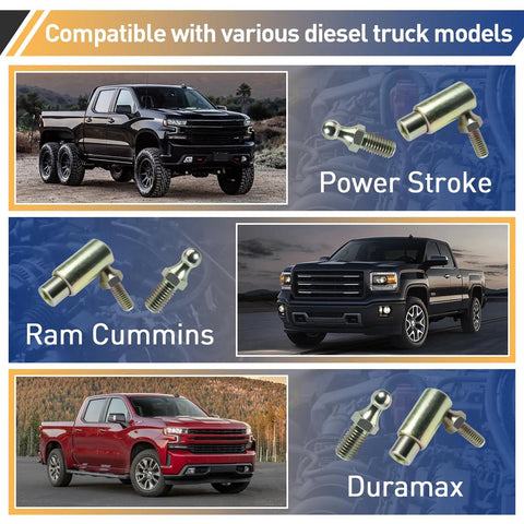 Throttle Disconnect Quick Release Ball Joint Set Two Pack Built For Easy Engine Bay Servicing, Hardcore Steel With Cadmium Plating, Corrosion Resistant, High Temp Durable Auto Part For Fast Maintenance, compatible with diesel trucks