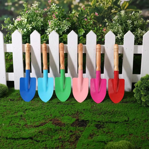 30 Piece Mini Garden Shovel Set Colorful Metal Tools With Wooden Handles For Planting Digging Beach Shovels And Soil Work Great For Kids And Gardeners