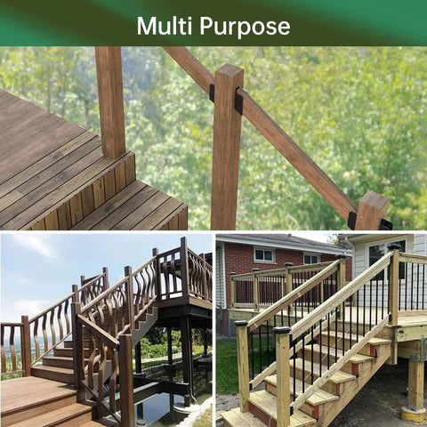 Heavy Duty 30 Degree Stair Deck Railing Brackets 304 Stainless Steel on multi-purpose wooden stairs.