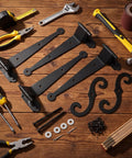 Steel Blind Shutter Hinges 4 Pack 11.75 Inch Black Wrought Iron Offset Pintle Strap Hinges With 2 S Hooks Heavy Duty Rust Resistant Hardware Kit Built To Last Tough As Nails Indoor Outdoor Use, with screws and hooks
