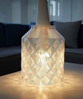 Lamp with a shade made from clear 1.75mm polycarbonate filament, showcasing transparent PC filament's beefy strength and heat resistance.