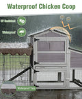 Mobile Chicken Coop With Run Wheels And Waterproof Cover Removable Iron Tray Large Nesting Box Ventilated Sliding Window