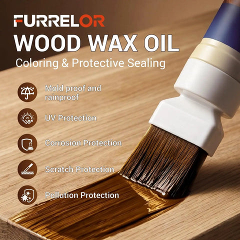 All In One Water Based Walnut Wood Stain And Sealer With Attached Brush, applying wood finish, protective coating on wood surface.