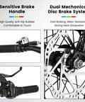Fat Tire Kids Mountain Bike With 20X4 Inch Fat Tires Dual Disc Brakes Front Suspension detail of brake handle and disc system
