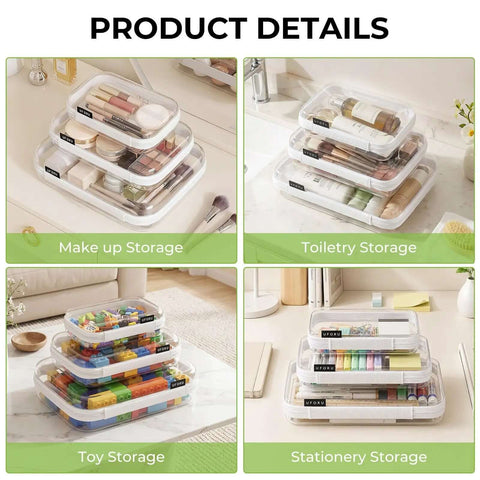 Ridiculously Tough Clear Hard Shell Zipper Cases Including Three Diaper Bag Organizer Pouches for makeup, toiletries, toys, stationery.