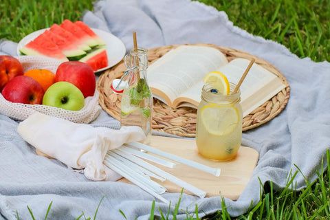 Agave Fiber Straws 1000 Count Individually Wrapped 8.2 Inch Biodegradable Eco Friendly Plant Based Reusable Alternative To Paper And Plastic Straws For Everyday Kitchen And Bar Use, on picnic drinks