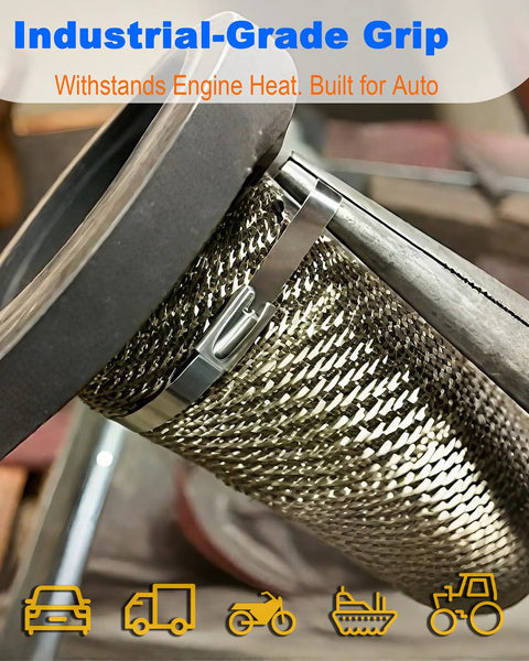Heavy Duty 304 Stainless Steel Cable Ties 50 Pack 8 Inch Metal Zip Ties For Exhaust Auto Repair Fencing 450 Lb Tensile Strength Heat Resistant Built Like A Tank Rock Solid Hardware securing exhaust component clearly.