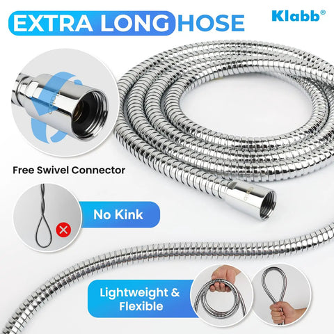 Adjustable Handheld Shower Head Holder With 79 Inch Hose Premium ABS Bracket 360 Degree Rotatable Brass Ball Joint Teflon Tape Included Easy Install Leak Free Universal Fit For Any Standard Shower Thread