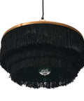 Black Metal Fringe Pendant Light With Three Tiers For Dining Or Kitchen, Mid Century Modern Glam Hanging Ceiling Fixture