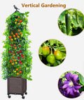 2 Pack Raised Garden Bed Planter Box With Trellis 63 Inch Tall Outdoor Tomato Planters For Climbing Vegetables Flowers And Vines Tomato Cage With Wheels