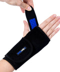 Person adjusting a black Right Hand Carpal Tunnel Wrist Brace For Men And Women Adjustable Wrist Splint With All Day Comfort.
