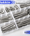 Heavy Duty Stainless Steel Lag Bolts Kit For Wood With Washers 92 Piece Set Includes Hex Lag Screws in assorted lengths