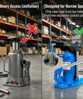 Comparison of ordinary jack with heavy duty hydraulic toe jack with 5 ton toe capacity and 10 ton top capacity industrial grade 2 in 1 lifting tool.