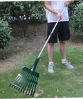 Person using 11 Teeth 10x6 Inch Rake Head Replacement For Lawn Garden Yard Farm Carbon Steel Pre Drilled Heavy Duty Design