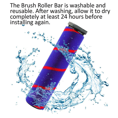 Dyson Quick Release Soft Roller Cleaner Head With LED Indicator Replacement showing washable nylon roller in water
