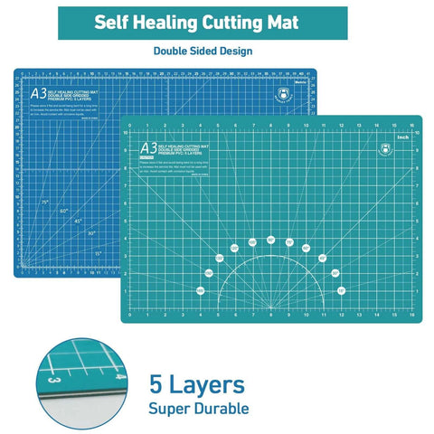 Headley Tools 45mm rotary cutter set with turquoise and blue A3 self-healing cutting mats