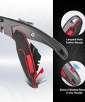 Heavy Duty Box Cutter Retractable Knife With 2 In 1 Cutting Modes, Auto Retracting Safety Knife And 3 Position Lock, Zinc Alloy Build, Blade Storage, Includes 3 SK4 Blades For Tough Jobs, lanyard hole