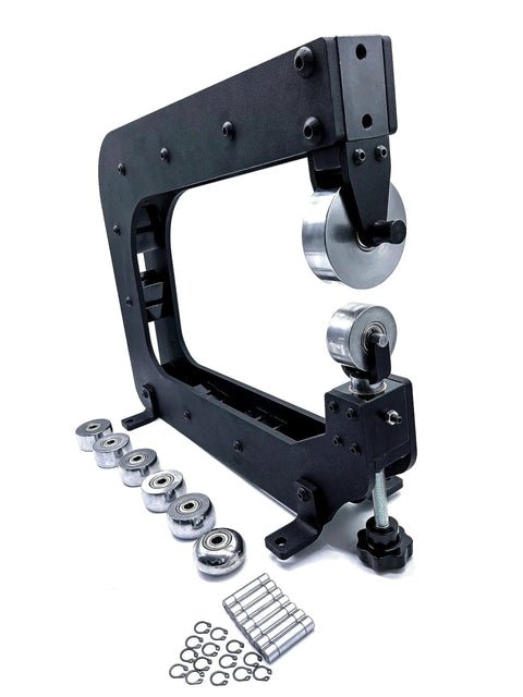 Real Deal Mini English Wheel Featuring 15 Inch Throat Depth And Seven Piece Anvil Wheel Set Designed To Crush 18 Gauge Steel And Hammer Out Flawless Aluminum Repair Panels