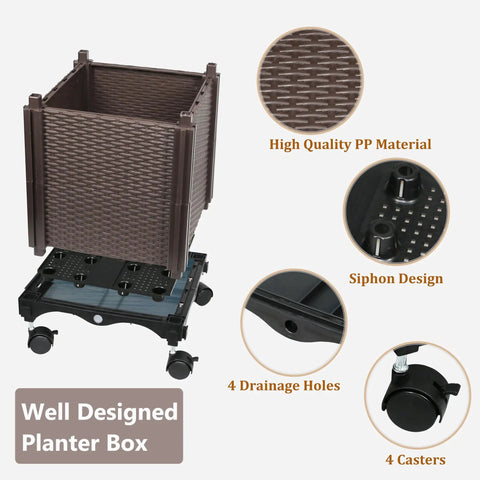 2 Pack Raised Garden Bed Planter Box With Trellis 63 Inch Tall Outdoor Tomato Planters For Climbing Vegetables Flowers And Vines Tomato Cage With Wheels featuring PP material, drainage holes and casters.