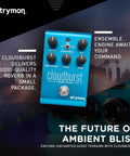 Cloudburst Ambient Reverb Guitar Pedal With Stereo Output Ensemble Switch Decay Mod Controls Pre Delay Tone And Mix Knobs Blue Finish