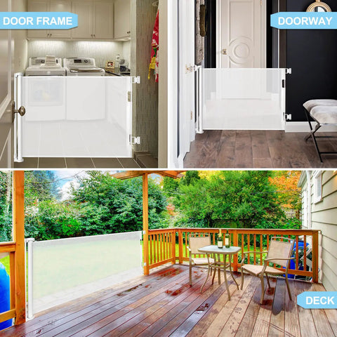 33 Inch Tall Baby Gate For Doorways Retractable Mesh Gate For Kids And Pets Anti Climb Design installed indoors and outdoors