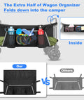 Grab And Go Side Pocket For Folding Wagons With Reflective Strip And Mesh Pouch Built For Umbrella And Small Accessories Foldable Outdoor Camping Cart Organizer Black Bag Only