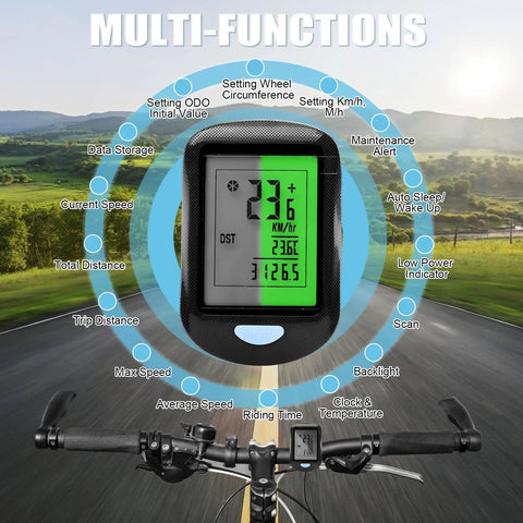 Wireless Bike Computer For Road And Mountain Bikes With A 2.9 Inch LCD Backlit Screen Waterproof Cycling Gauge Display