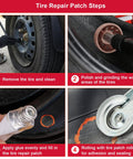 Tire repair steps with Two Pack Tire Patch Tools Kit With Strong Patch Roller And Buffing Wheel for quick fixes.