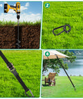 Trampoline Anchors Kit 4 Pack With 18-Inch Ground Stakes, Ratchet Straps, T-Handle, Hex Wrench and Carabiners used outdoors