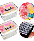 All In One Diamond Painting Tools And Accessories Storage Kit 111Pcs 5D Set with pink toolbox, bead trays, and containers