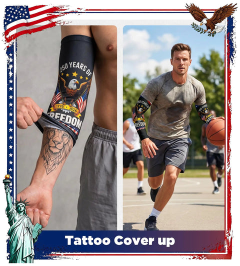 Stay Cool And Protected With Quality Compression Arm Sleeves Featuring Upf 50 Plus Sun Defense Tattoo Cover Designed Tough For Job Sites Bike Trails And Daily Grind Patriotic Vibes Guys And Girls Love