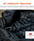 Close-up of 3M Thinsulate lining in Tough As Nails Heavy Duty Insulated Bib Overalls For Winter Workwear, black size small.